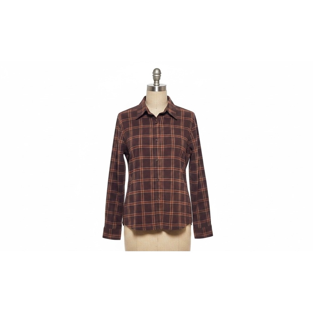 Goodclothes Collections Plaid Button Down Shirt Brown Orange Large